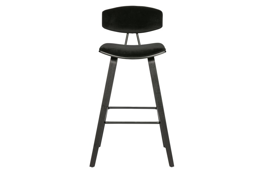 WOOOD EKSKLUSIV Senn barkrakk, m. ryggsttte og fotsttte - svart flyelspolyester og sort kryssfiner