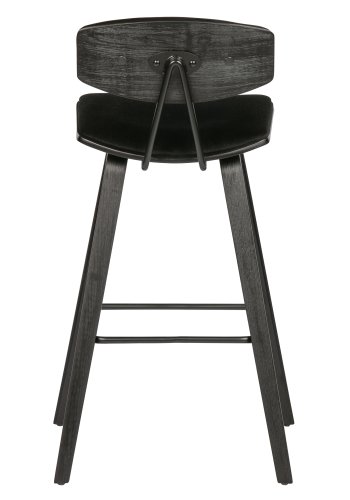 WOOOD EKSKLUSIV Senn barkrakk, m. ryggsttte og fotsttte - svart flyelspolyester og sort kryssfiner