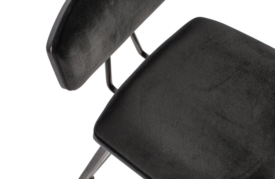 WOOOD EKSKLUSIV Senn barkrakk, m. ryggsttte og fotsttte - svart flyelspolyester og sort kryssfiner