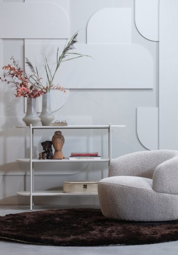 WOOOD Collection svingstol, med armlener - naturlig bouclé-stoff