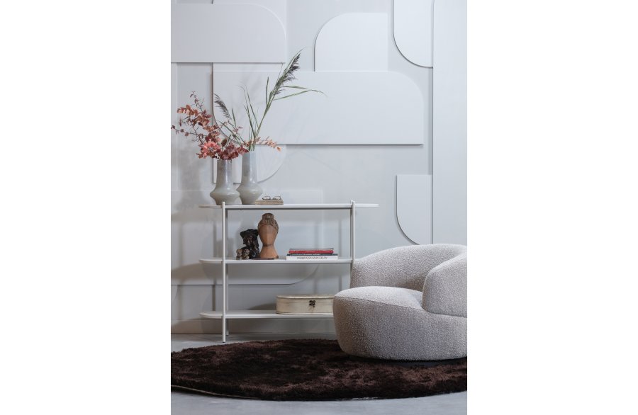 WOOOD Collection svingstol, med armlener - naturlig bouclé-stoff