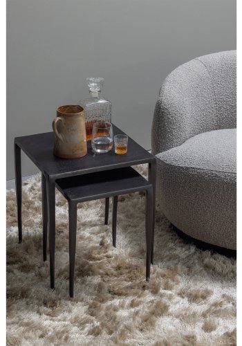WOOOD Collection svingstol, med armlener - naturlig bouclé-stoff