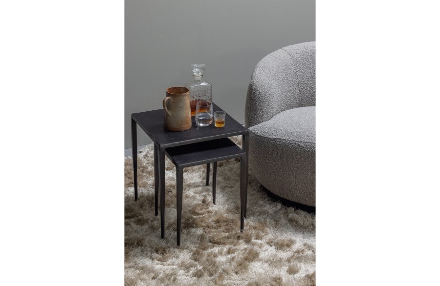 WOOOD Collection svingstol, med armlener - naturlig bouclé-stoff