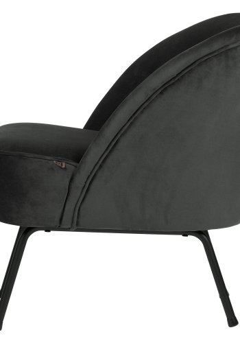 WOOOD Vogue lenestol - svart flyelspolyester og svart metall