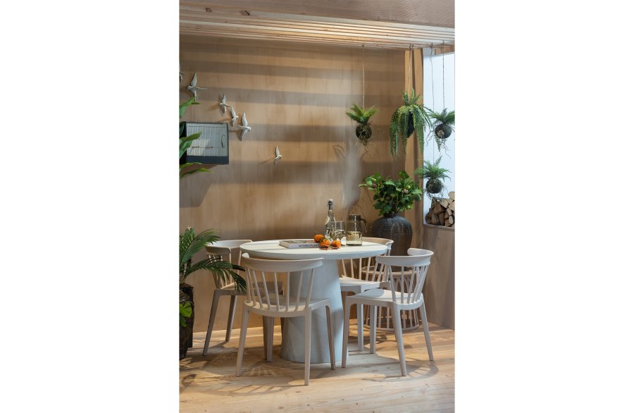 WOOOD Damon spisebord, rundt - hvit fiberleire (100)