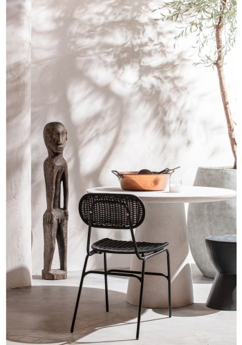 WOOOD Damon spisebord, rundt - hvit fiberleire (100)