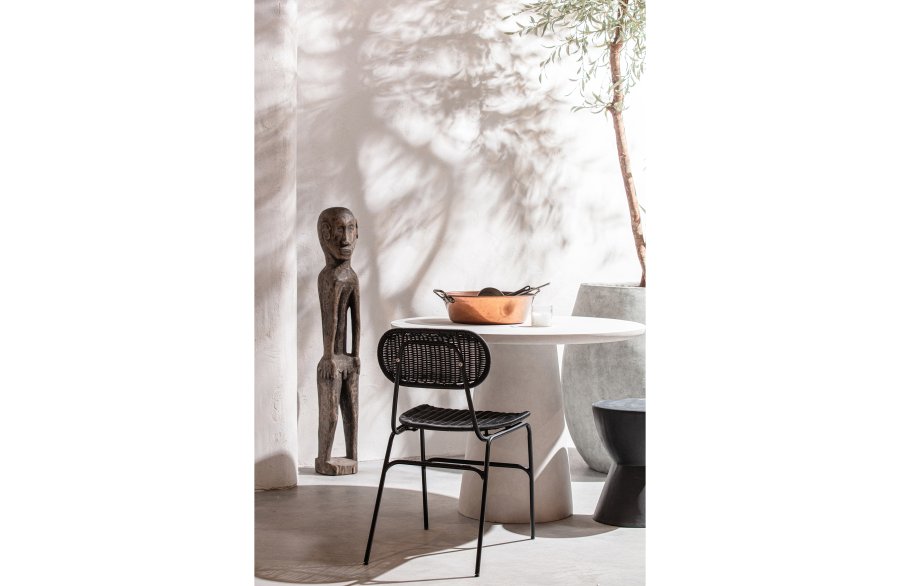 WOOOD Damon spisebord, rundt - hvit fiberleire (100)