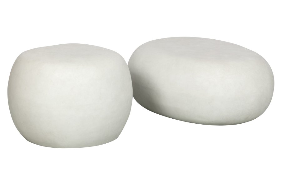 VTWONEN Pebble salongbord for inne og ute, ovalt - hvit fiberleire (65x49)