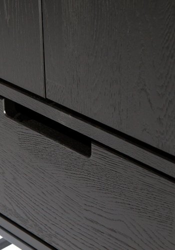 WOOOD EKSKLUSIV Silas garderobeskap, 2 drer, 3 hyller, 1 skuff - svart Blacknight brstet asketre