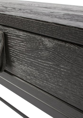 TRE EKSKLUSIV Silas skrivebord, m. 2 skuffer - svart Blacknight brstet ask og metall (140x44)