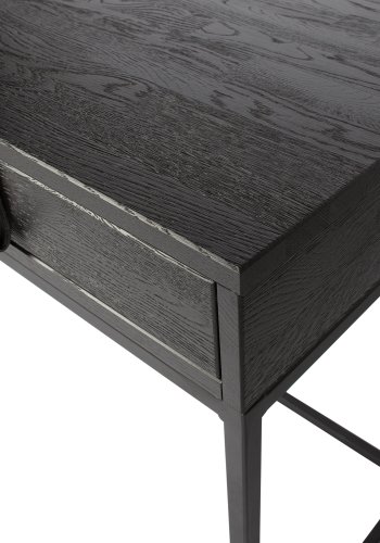 TRE EKSKLUSIV Silas skrivebord, m. 2 skuffer - svart Blacknight brstet ask og metall (140x44)