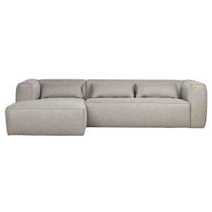 WOOOD EXCLUSIVE Bean hjrnesofa, venstre, inkl. puder - lysegr stof