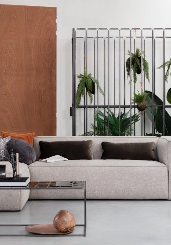 WOOOD EXCLUSIVE Bean hjrnesofa, venstre, inkl. puter - lys gr stoff