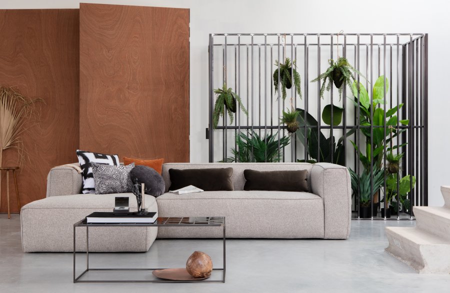 WOOOD EXCLUSIVE Bean hjrnesofa, venstre, inkl. puter - lys gr stoff