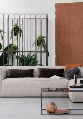 WOOOD EXCLUSIVE Bean hjrnesofa, hyre, inkl. puter - lys gr stoff