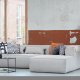 WOOOD EXCLUSIVE Bean hjrnesofa, hyre, inkl. puter - lys gr stoff