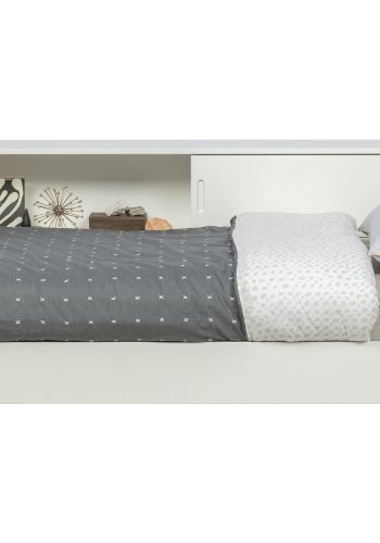 WOOOD Connect hjrnesengramme, m. 2 rom, ekskl. lamellbunn og madrass - hvit furu (90x200)