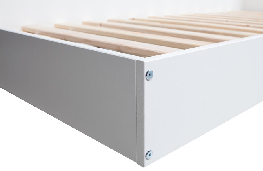 WOOOD Connect hjrnesengramme, m. 2 rom, ekskl. lamellbunn og madrass - hvit furu (90x200)