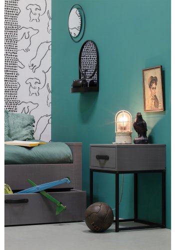 WOOOD Morris nattbord, m. 1 skuff - gr furu (35x35)