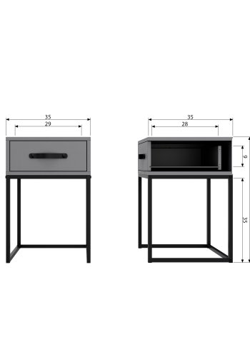 WOOOD Morris nattbord, m. 1 skuff - gr furu (35x35)