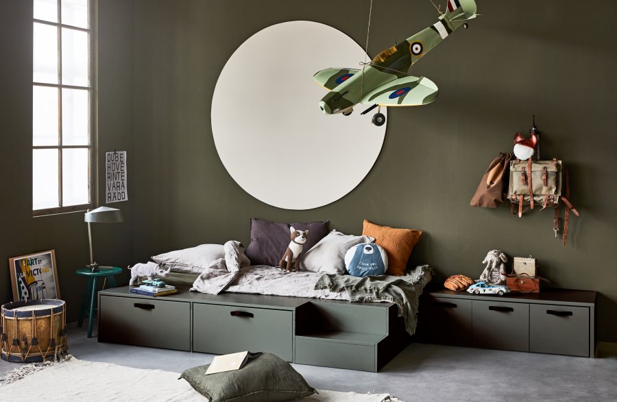 VTWONEN Stage Bunk barnebenk, ekskl. pute, m. 3 skuffer - grnn klebersteinsfuru (120x50)