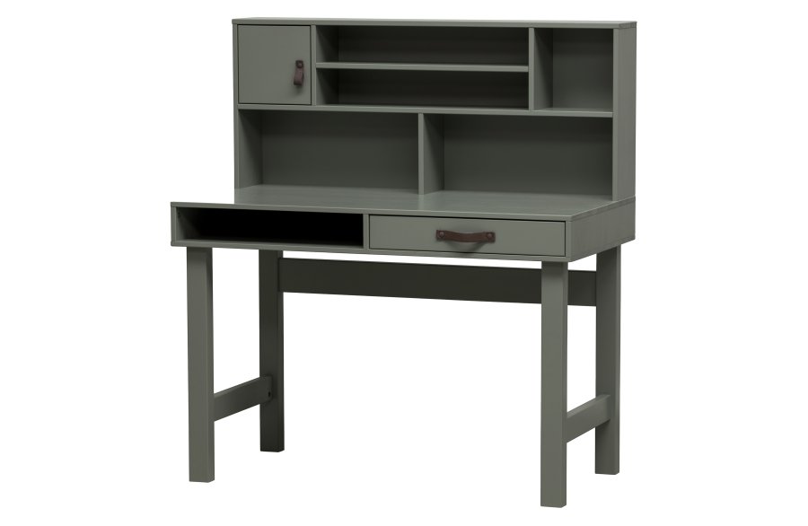 VTWONEN Scene barnepult, m. 1 dr, 1 skuff og hyller - grnnspetonet furu (110x58)