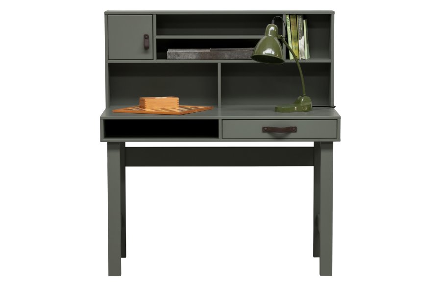 VTWONEN Scene barnepult, m. 1 dr, 1 skuff og hyller - grnnspetonet furu (110x58)