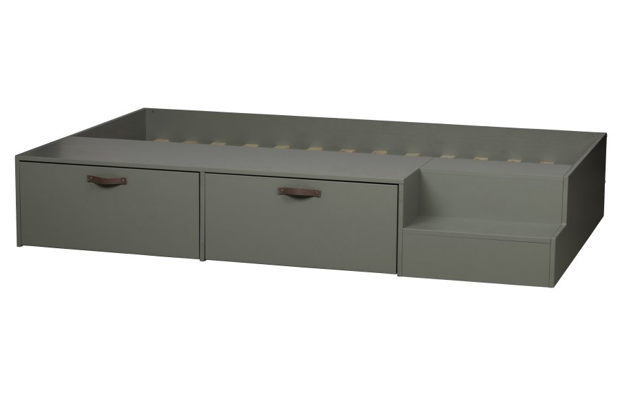 VTWONEN Stage brneseng, m. 2 skuffer, ekskl. lameller - grn sbetone fyrretr (80x200)