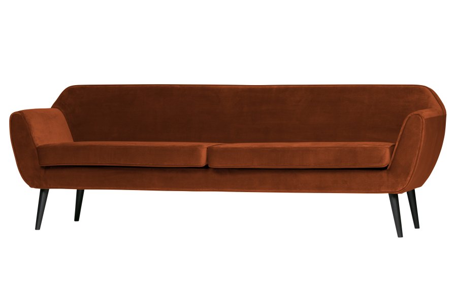 WOOOD Rocco XL sofa - rust polyester flyel og svart bketre