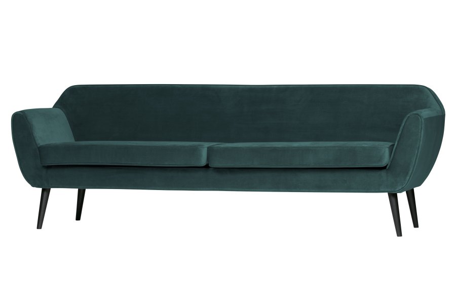 WOOOD Rocco XL sofa - blgrnn blgrnn polyesterflyel og svart bketre