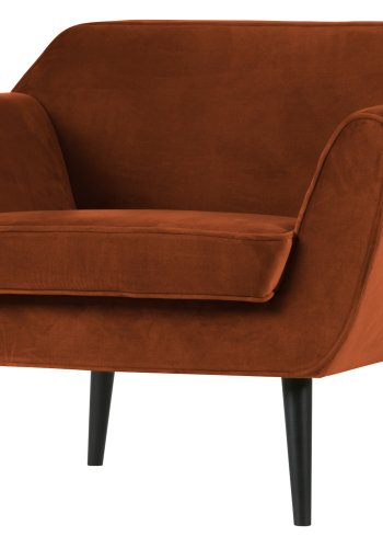 WOOOD Rocco lenestol - rust polyester flyel og svart bketre