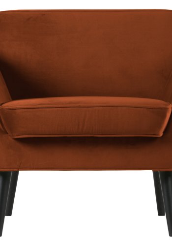 WOOOD Rocco lenestol - rust polyester flyel og svart bketre