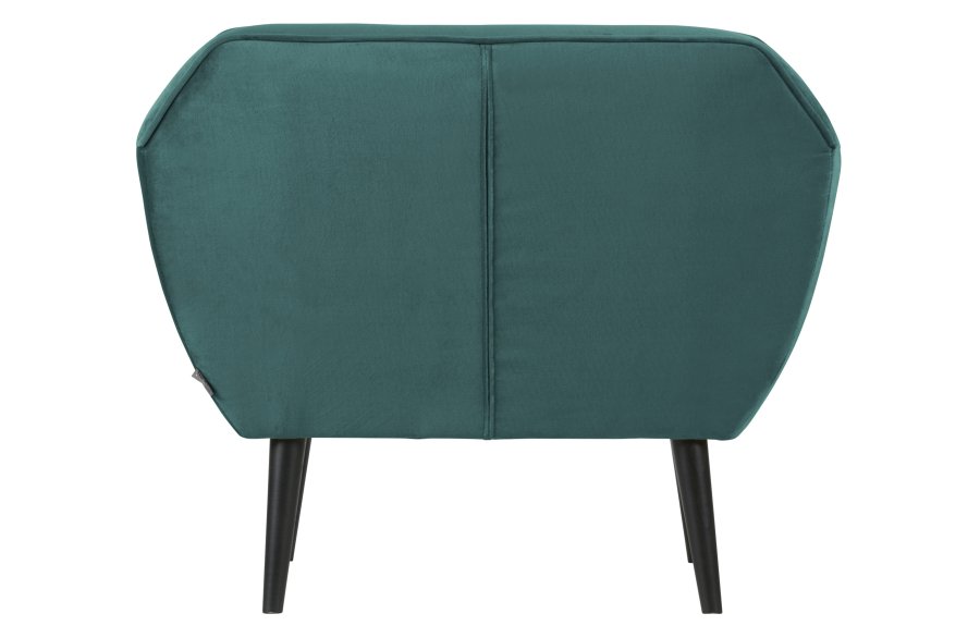 WOOOD Rocco lenestol - blgrnn polyesterflyel og svart bketre