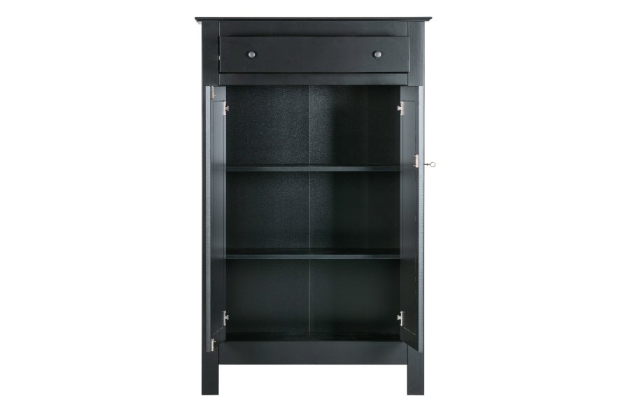 WOOOD Eva-skap, m. 2 drer, 1 skuff og 2 hyller - sort furu