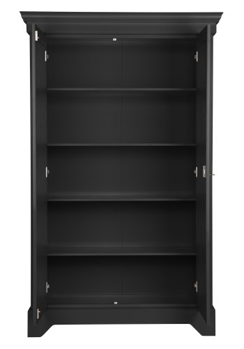 TRE Isabel-skap, m. 2 drer og 4 hyller - sort furu og melamin