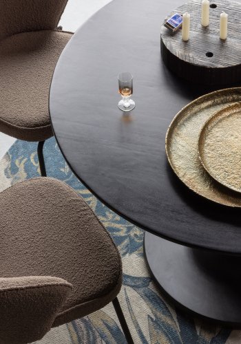 WOOOD Admit spisebordstol - nougatfarget bouclé polyester og sort metall