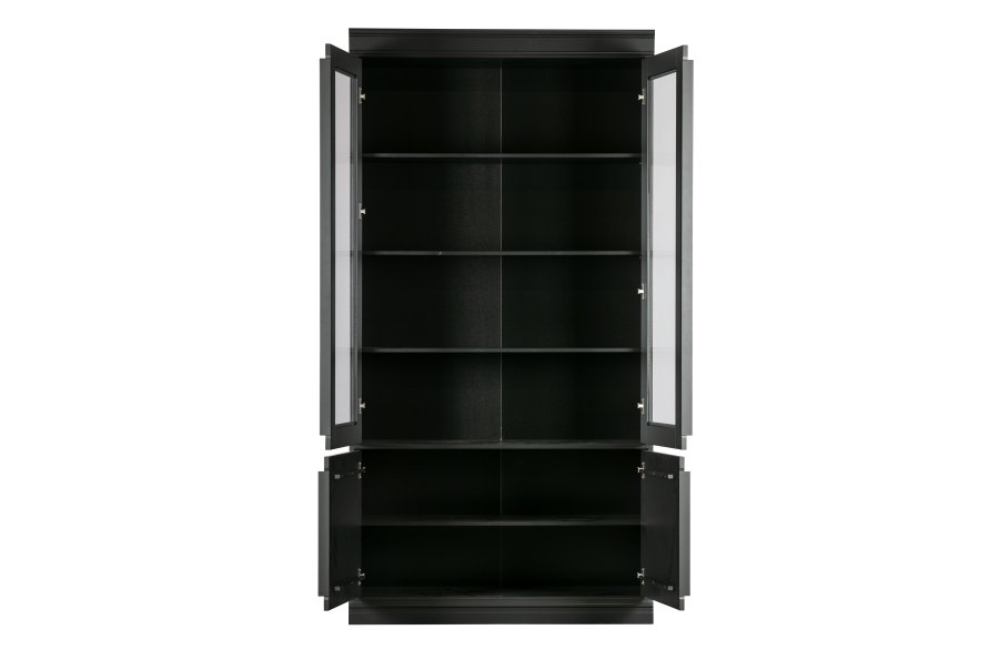 WOOOD Organiser vitrineskap, m. 4 drer og 5 hyller - glass og sort furu