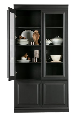 WOOOD Organiser vitrineskap, m. 4 drer og 5 hyller - glass og sort furu