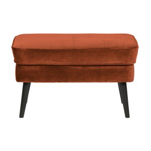 WOOOD Rocco pall, rektangulär - rost polyester sammet och svart bok trä (77x51)