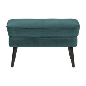 WOOOD Rocco-pall, rektangulär - krickgrönt polyester och svart bokträ (77x51)