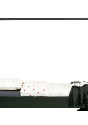 WOOOD Joep nattbordsskuff, med hjul - svart furu (197x82)