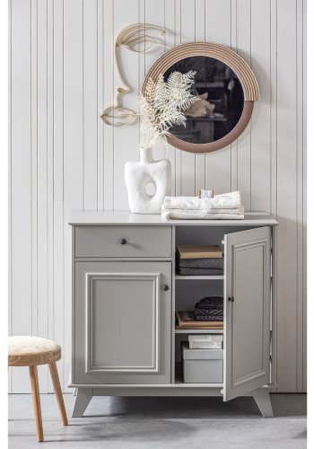 WOOOD Lily skap, m. 2 drer, 1 skuff og to hyller - varm gr furu