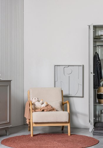 WOOOD Lily skap, m. 2 drer, 1 skuff og to hyller - varm gr furu