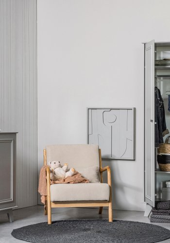 WOOOD Lily garderobe, m. 2 drer, 2 skuffer, 5 hyller og 1 hengestang - varm gr furu