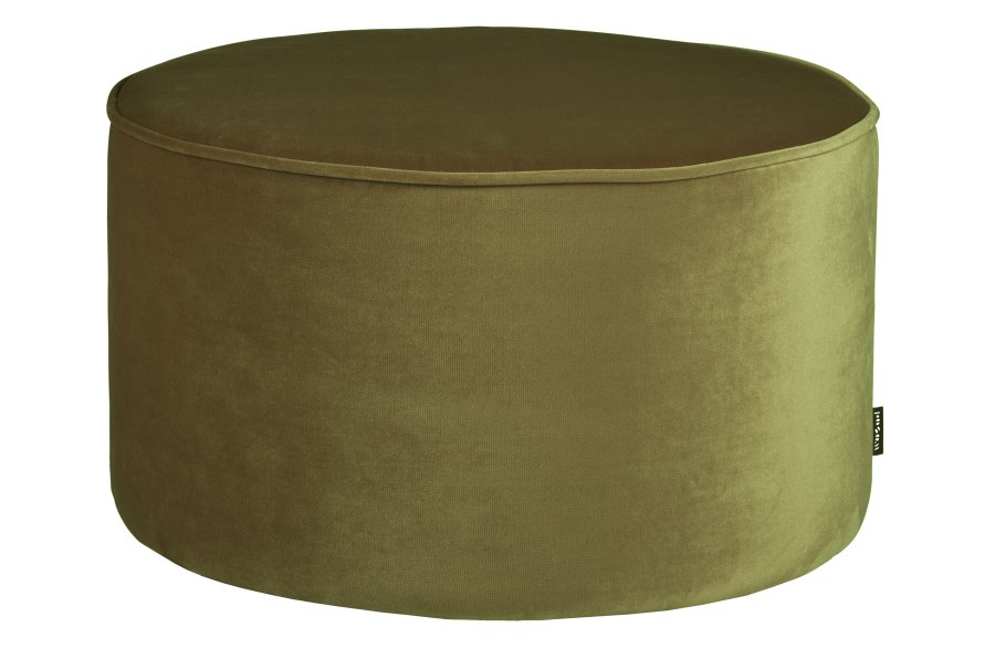 WOOOD Sara lav puff, rund - armygrnn polyesterflyel (60)