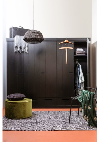 WOOOD Sara lav puff, rund - armygrnn polyesterflyel (60)