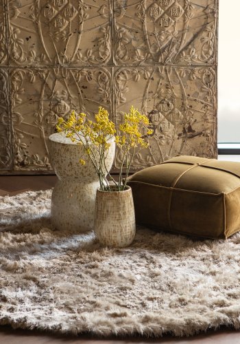 WOOOD Collection teppe, rundt - nougat polyester (200)