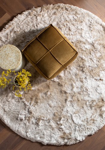 WOOOD Collection teppe, rundt - nougat polyester (200)