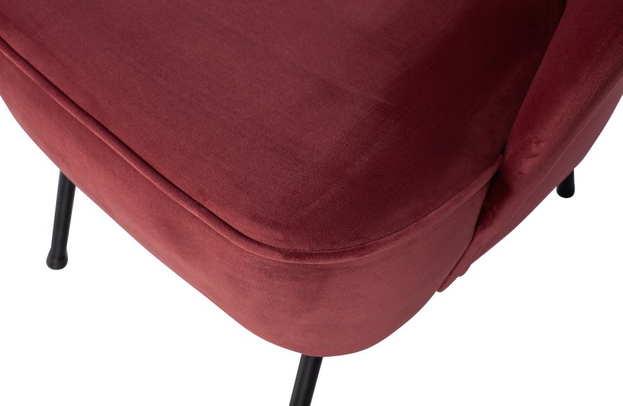 WOOOD Vogue lenestol - rdbrun flyelspolyester og svart metall