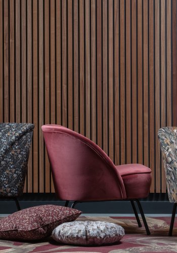 WOOOD Vogue lenestol - rdbrun flyelspolyester og svart metall